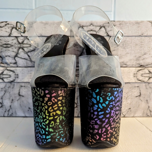 Hella Heels: Moonlight Leopard Stiletto Pole Dancing Stripper Shoes 8" Size 6 - Picture 2 of 6